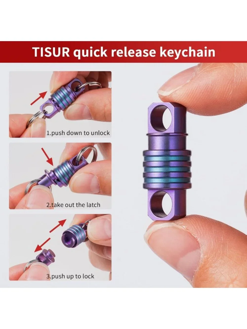 Small Detachable Titanium Keychain Ring - Quick Release, Lightweight & Durable